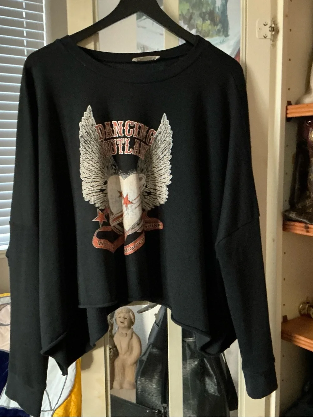 Spell Black Crewneck Sweatshirt with Winged Heart Graphic - Picture 1 of 4
